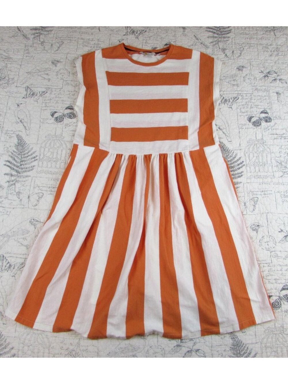 NEW Boden Jersey T-shirt Orange Striped Color Block Cotton Dress Women’s Size 8R - Picture 3 of 8
